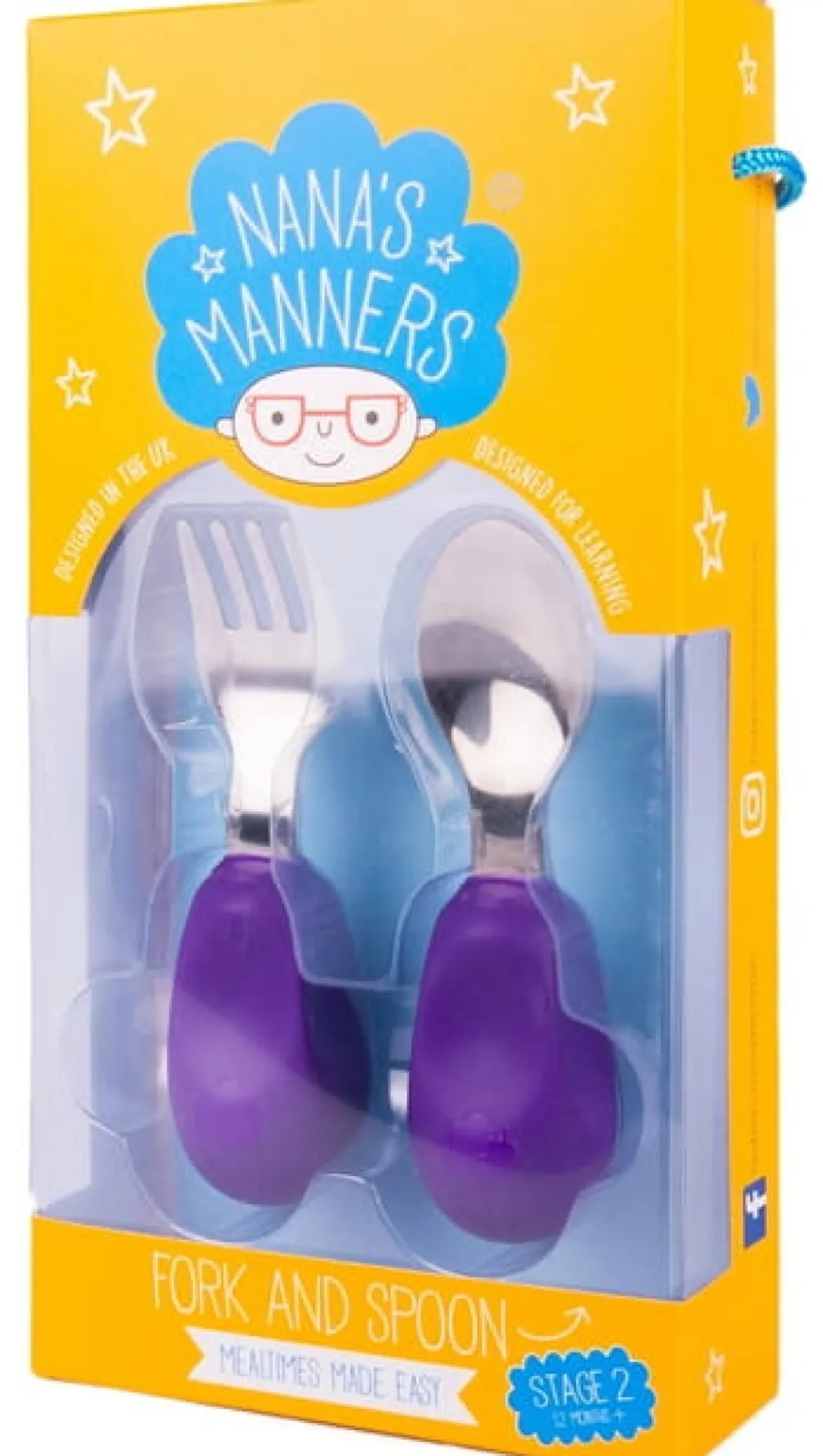 Metoda Blw|Naczynia Dla Dzieci | Nanas Manners Widelec i łyżka 1-3 lat, ETAP 2 - purple