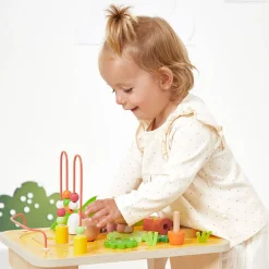 12M+|Aktywizujące | Janod Wielofunkcyjny stolik edukacyjny drewniany Farma 12m+