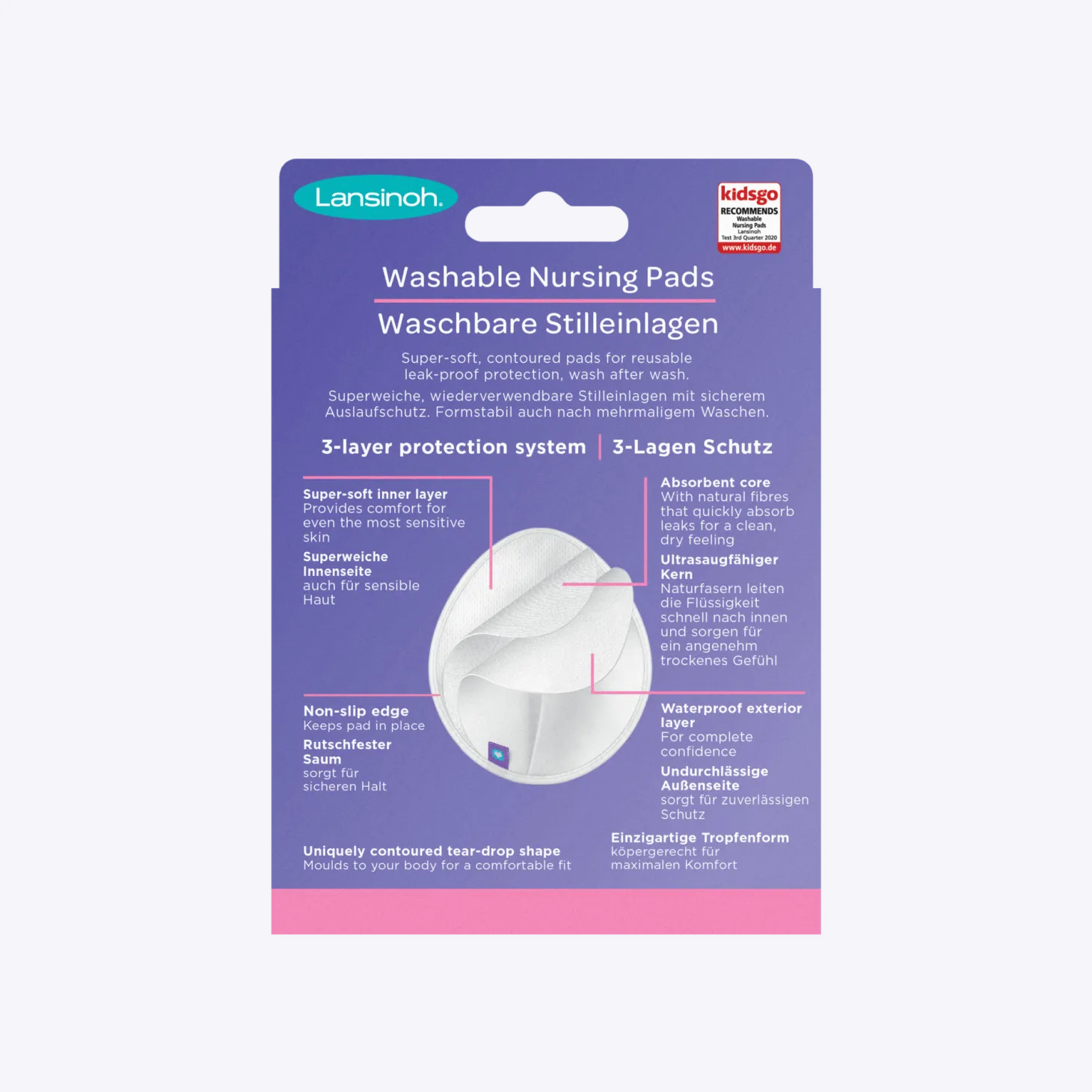 Wkładki laktacyjne wielokrotnego użytku, 4 szt.