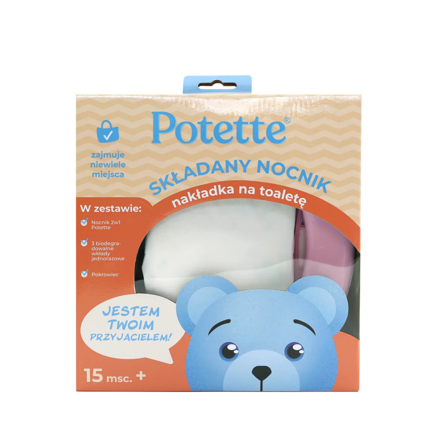 Pa Pa Pielucho|Przydatne Akcesoria | Potette Plus 2w1 nocnik turystyczny dla dziecka i nakładka na toaletę, różowo-biały