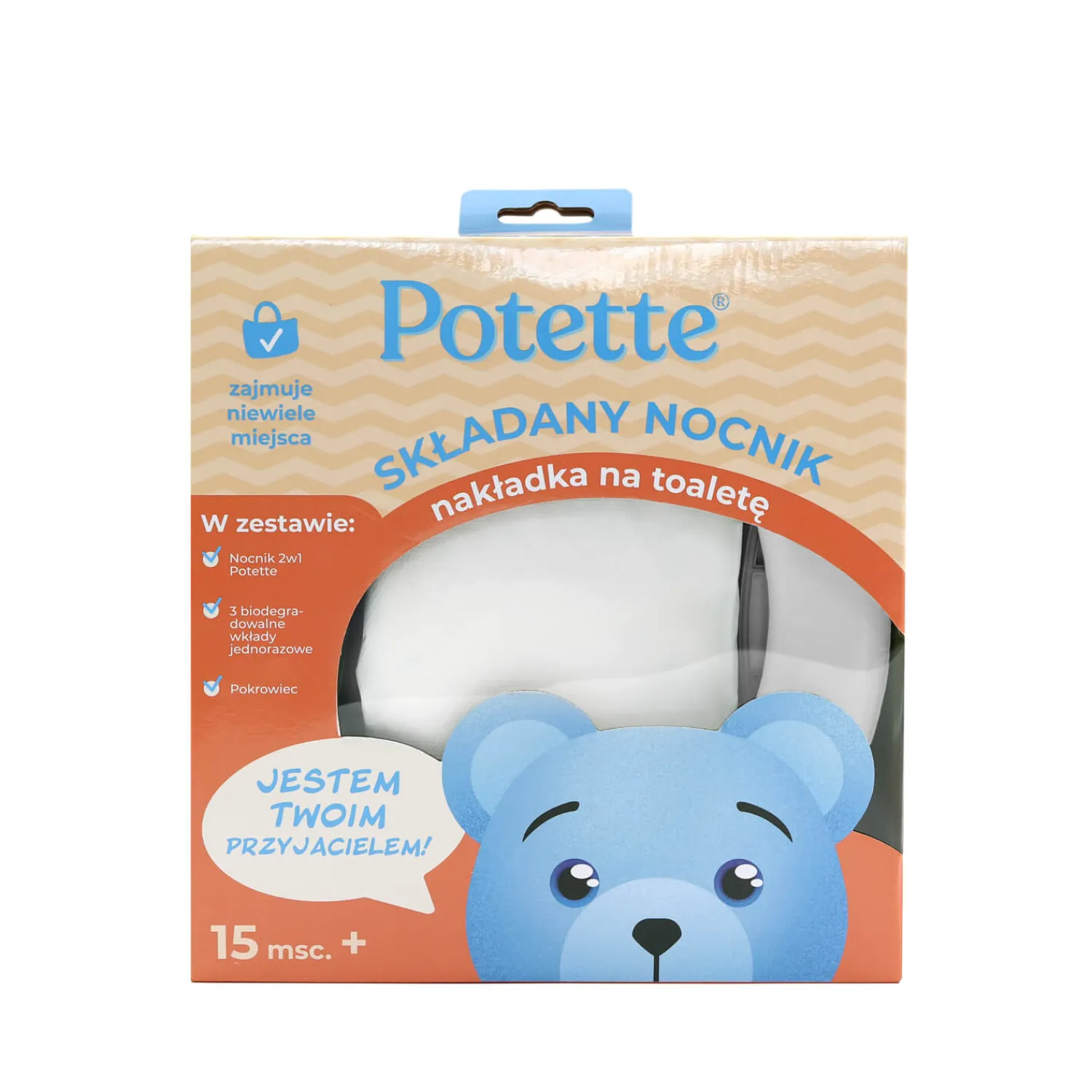 Pa Pa Pielucho|Przydatne Akcesoria | Potette Plus 2w1 nocnik turystyczny i nakładka na toaletę, biało-szary