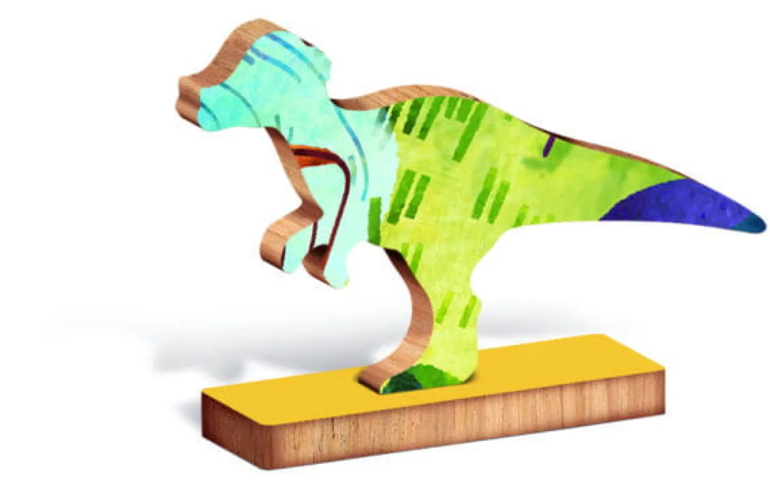 6 Lat+|7 Lat+ | Ludattica WOODY PUZZLE – drewniane puzzle konturowe – DINOZAURY