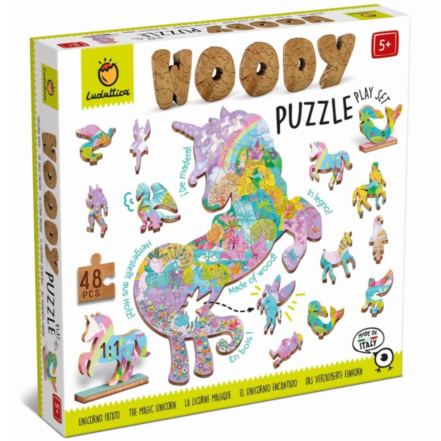 6 Lat+|7 Lat+ | Ludattica WOODY PUZZLE – drewniane puzzle konturowe – BAŚNIOWE POSTACI