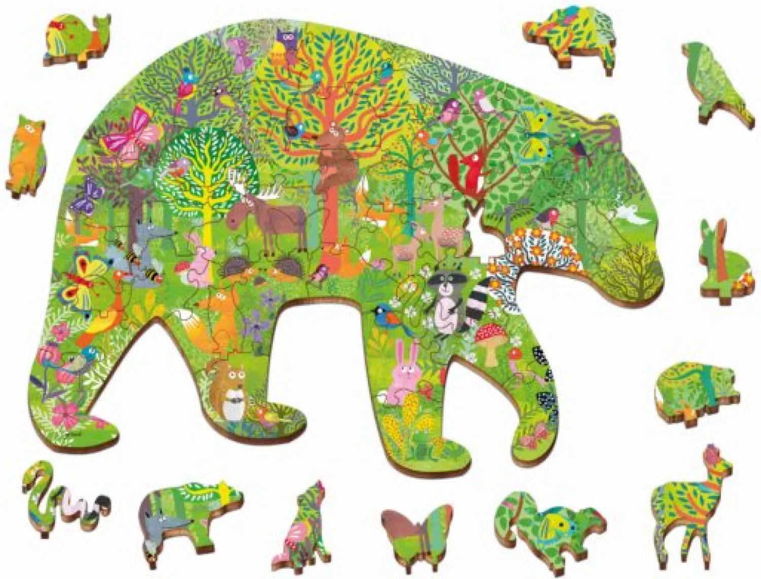 8 Lat+|Puzzle | Ludattica WOODY PUZZLE – drewniane puzzle konturowe – LAS