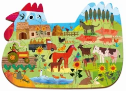 8 Lat+|Puzzle | Ludattica WOODY PUZZLE – drewniane puzzle konturowe – FARMA