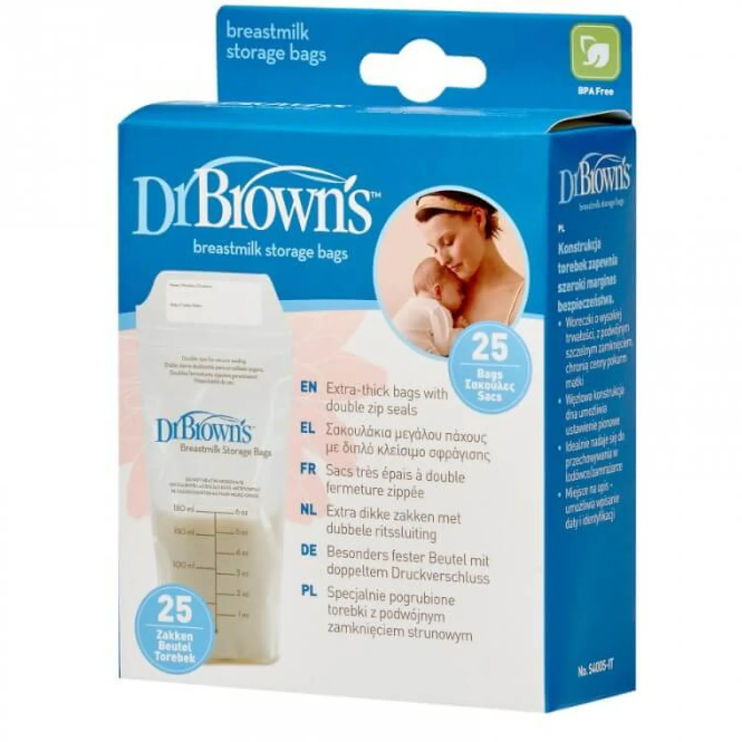 Karmienie Piersią|Akcesoria Do Butelek | Dr Brown's Woreczki do przechowywania pokarmu 180 ml, 25szt.