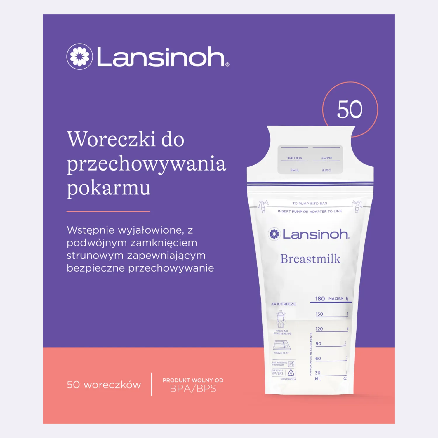 Karmienie Piersią|Akcesoria Do Butelek | Lansinoh Woreczki na pokarm 50 szt.