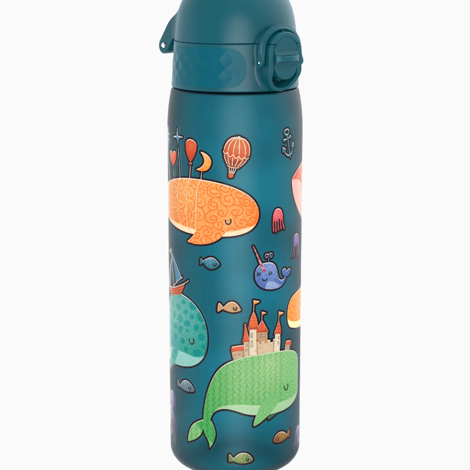 Bidony I Butelki|Bidony I Butelki | ION8 Wąska butelka na napoje - Whales (Deep Teal), 500ml