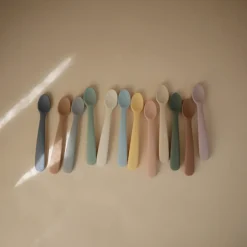 Łyżeczki silikonowe do nauki samodzielnego jedzenia - Powder Blue