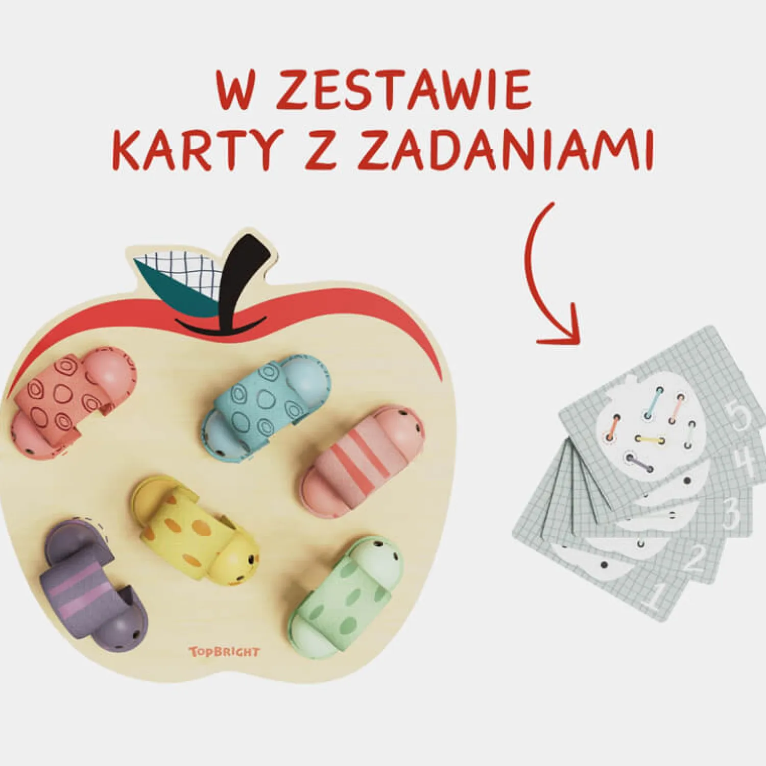 Edukacyjne|Drewniane | TOPBRIGHT Zabawka edukacyjna dla dzieci Robaczki w jabłuszku, 18m+