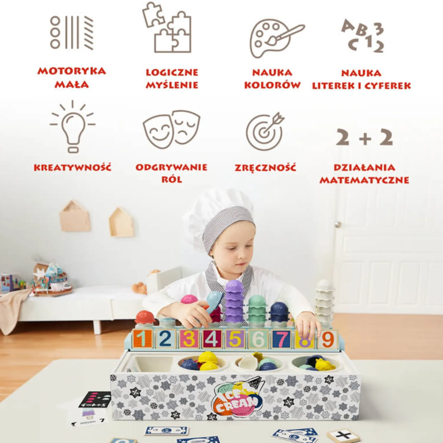 Aktywizujące|3 Lata + | TOPBRIGHT Zabawka matematyczna Lodziarnia, 2+