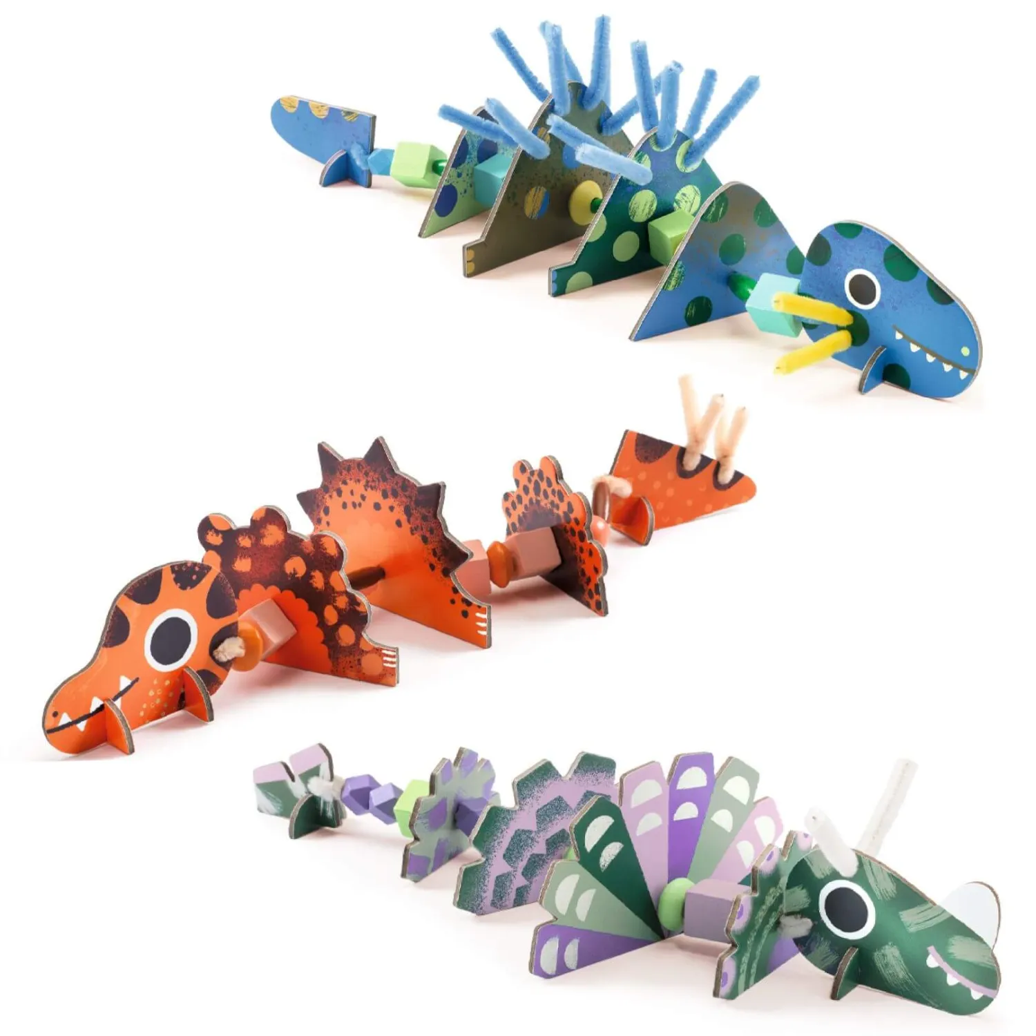 Zestawy Kreatywne|3 Lata + | Djeco Zestaw artystyczny nawlekanie - DINOZAURY