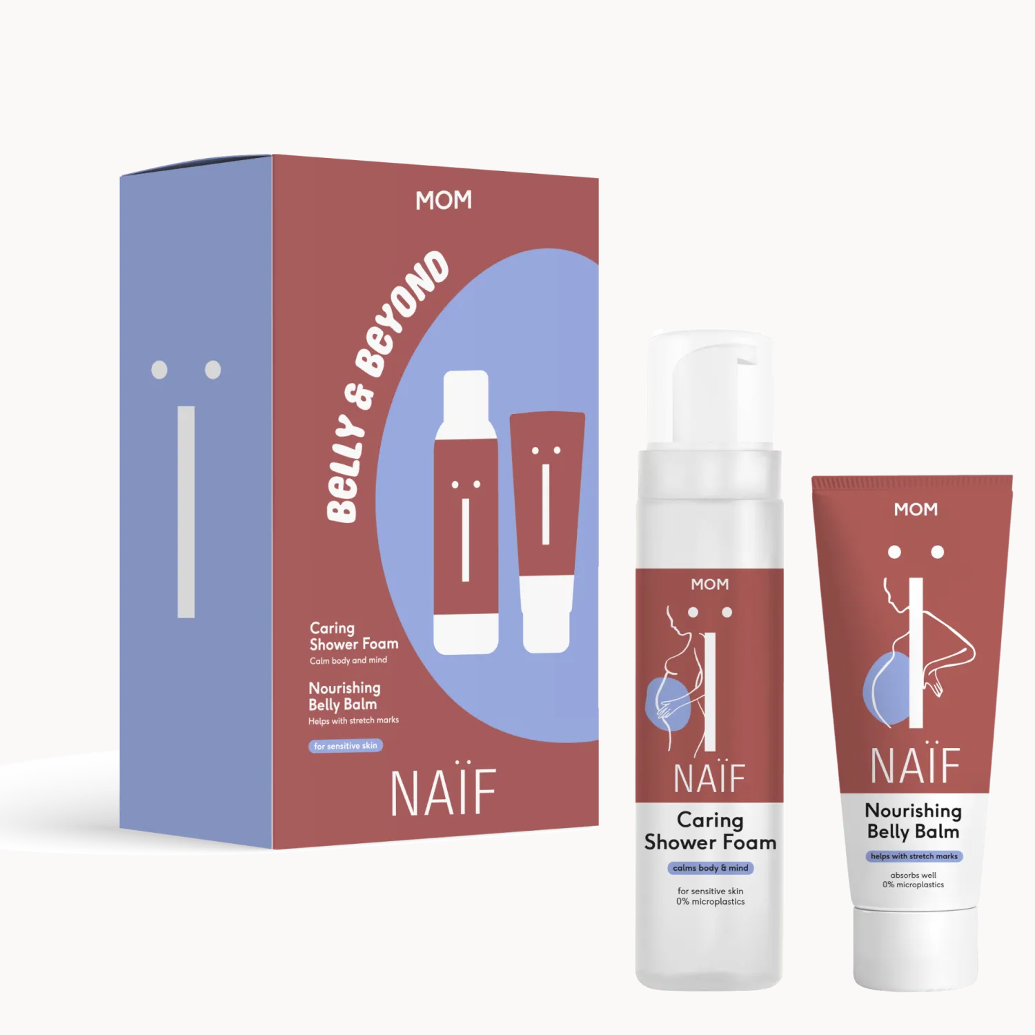 Naturalne Kosmetyki Dla Mam | Naif Zestaw Belly&Beyond, balsam na rozstępy 150 ml + pianka pod prysznic 200ml