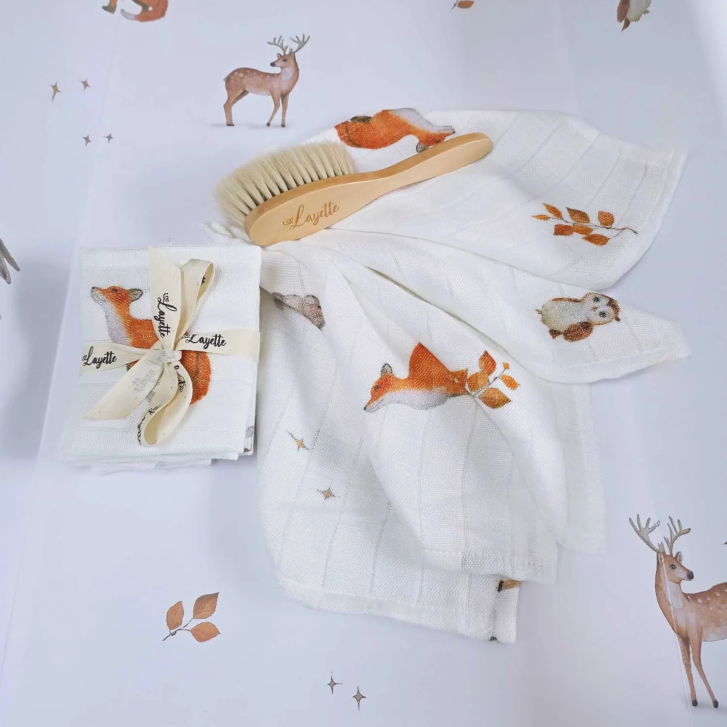 Otulacze I Pieluszki|Otulacze I Pieluszki | Layette Zestaw 5 chusteczek bambusowych WOODLAND