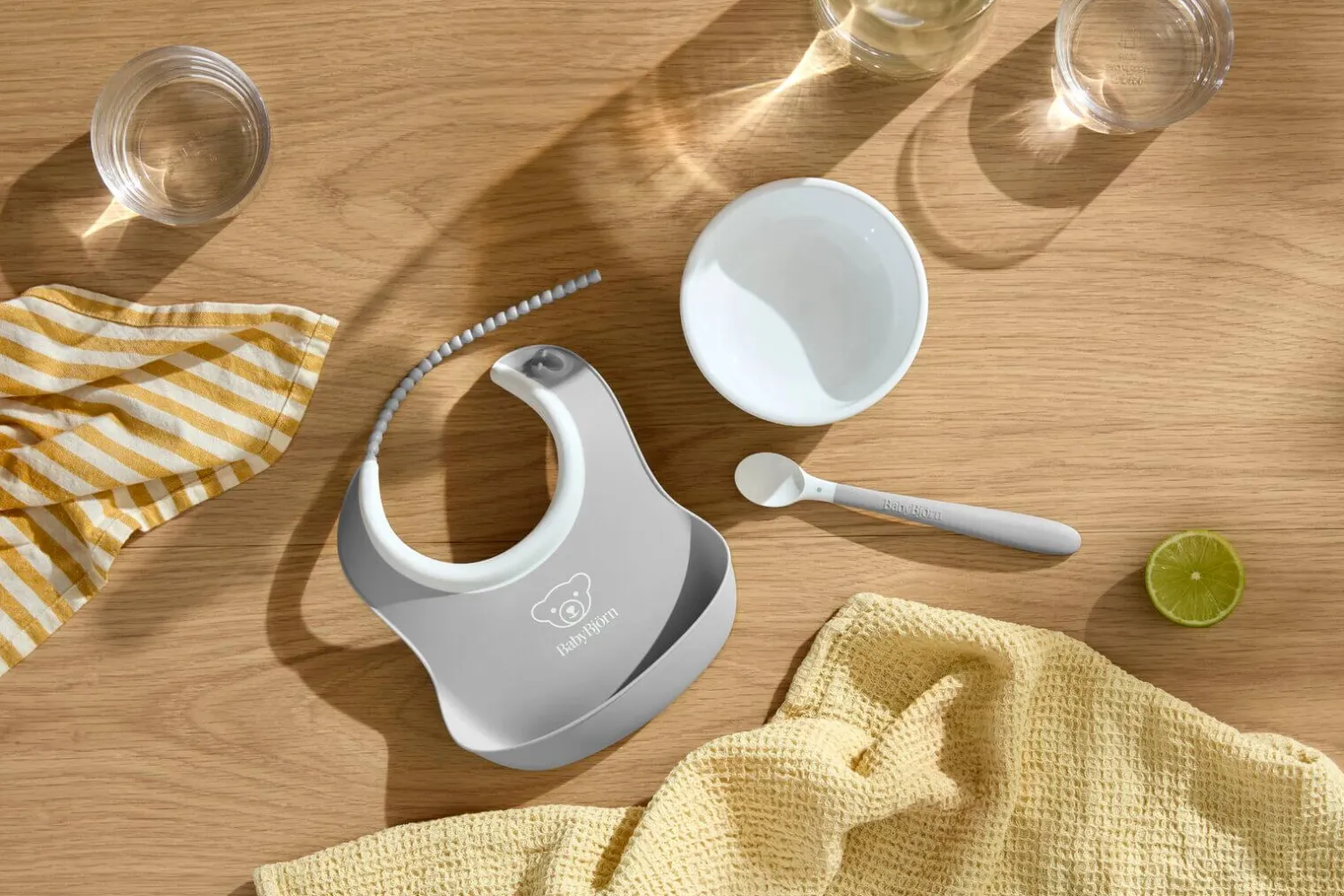 Metoda Blw|Naczynia Dla Dzieci | BabyBjorn Zestaw do karmienia 3 szt. - Light Grey