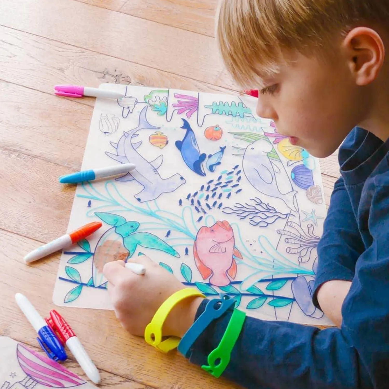 Idealne W Podróży|6 Lat+ | Super Petit Zestaw do kolorowania z silikonową matą - Coral Reef