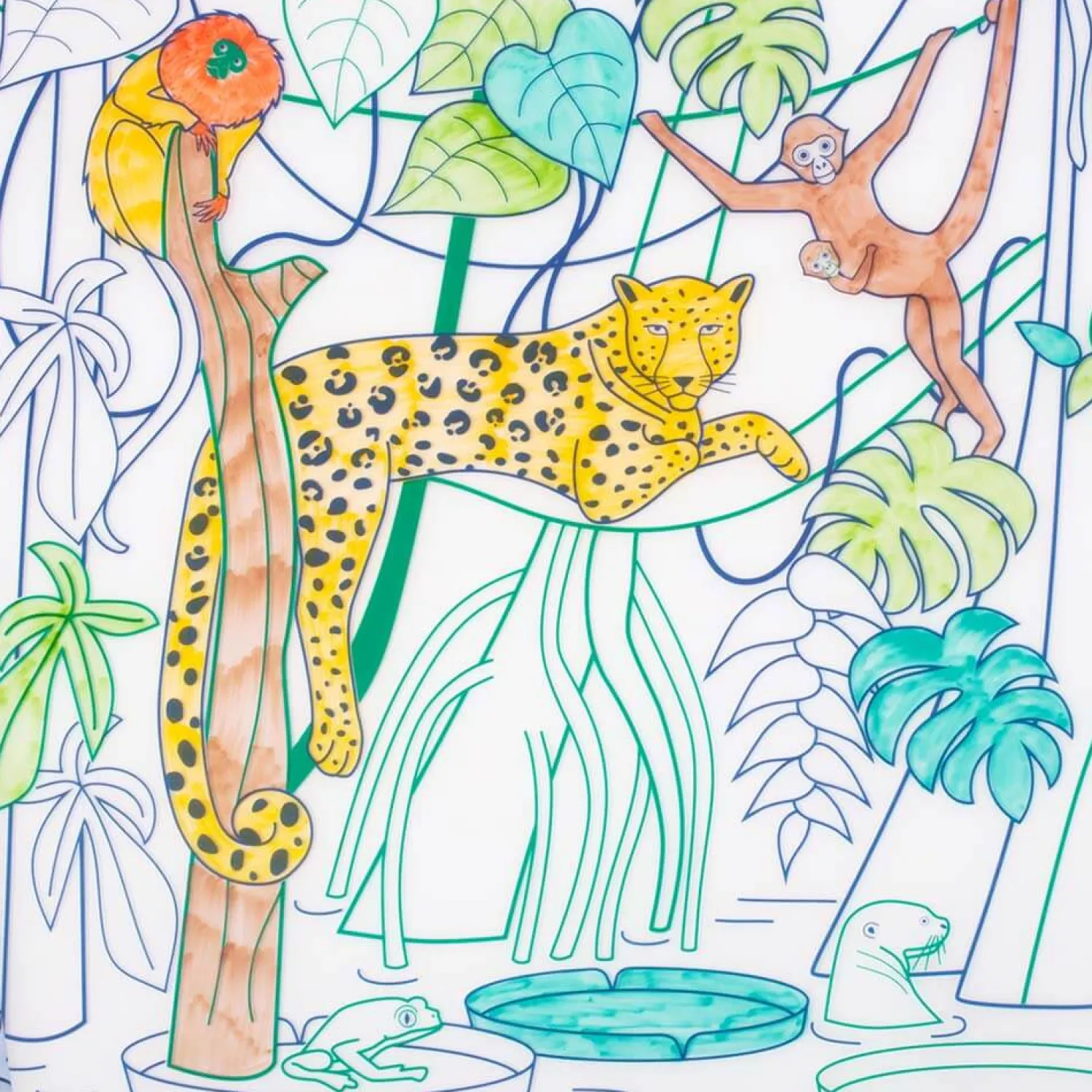 Idealne W Podróży|6 Lat+ | Super Petit Zestaw do kolorowania z silikonową matą - Amazonia