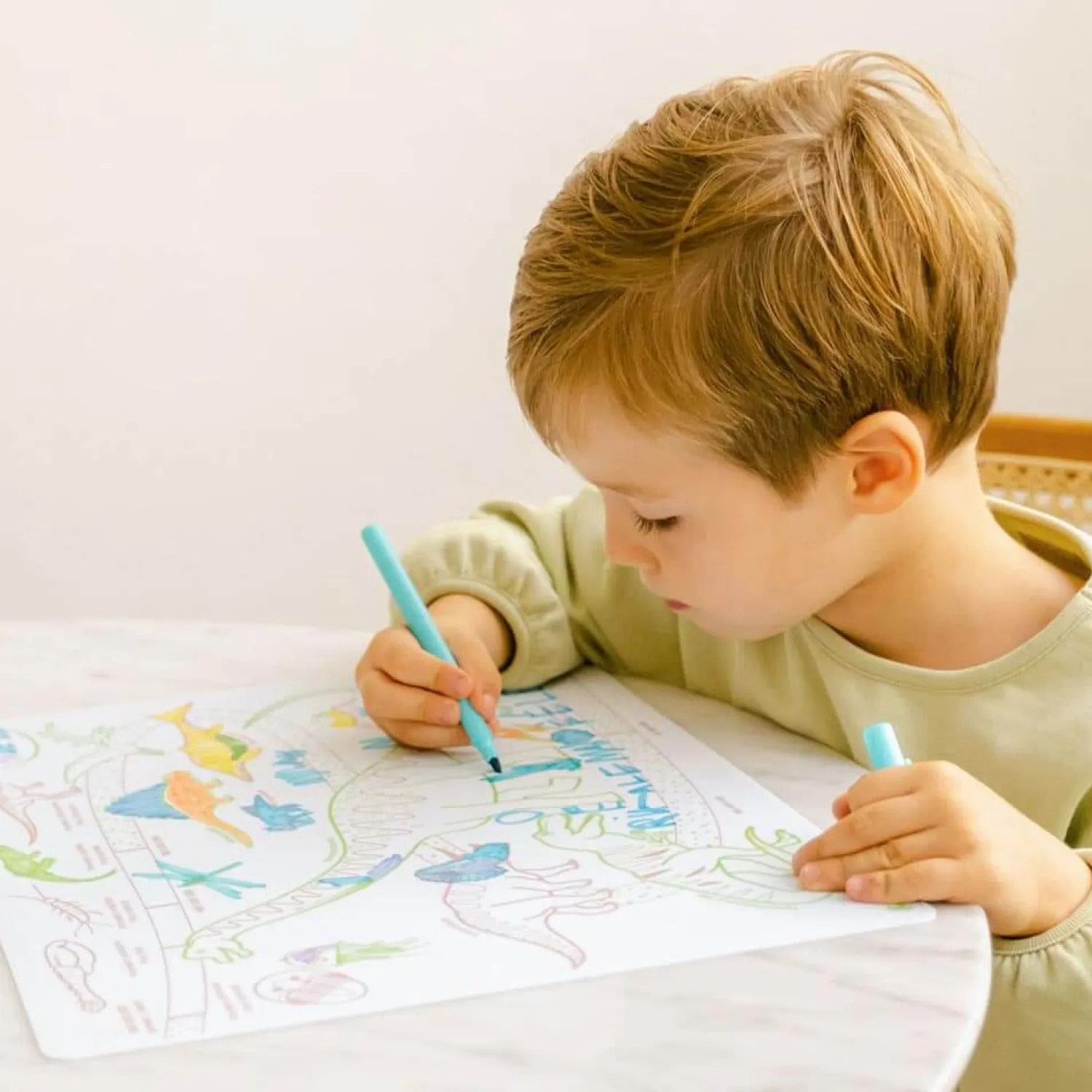 Idealne W Podróży|6 Lat+ | Super Petit Zestaw do kolorowania z silikonową matą - Age of Dinosaures