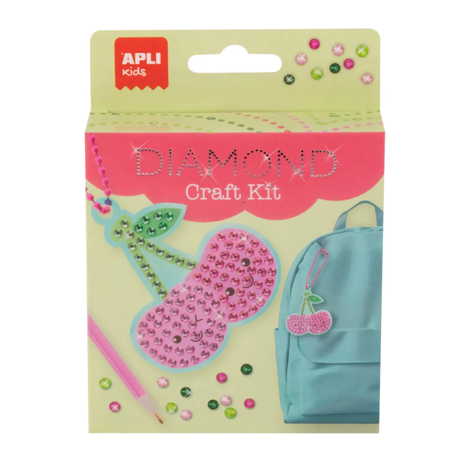 6 Lat+|Zestawy Kreatywne | Apli Kids Zestaw do robienia diamentowych breloczków DIY - Wiśnia