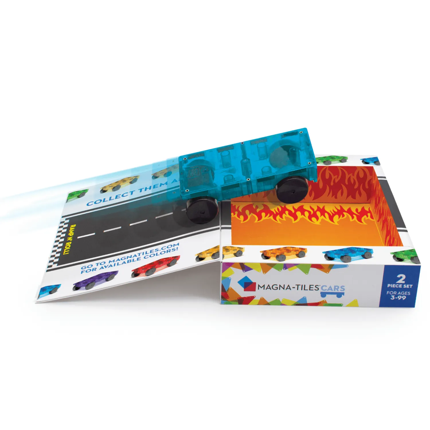 Magnetyczne|Samochodziki, Pojazdy | Magna-Tiles Zestaw do rozbudowy Cars 2 el. Pomarańczowy i Niebieski