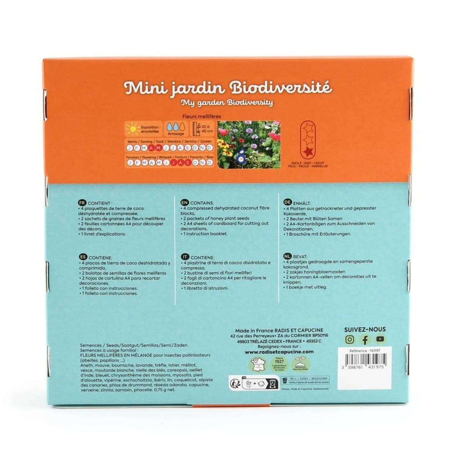 6 Lat+|3 Lata + | Radis et Capucine Zestaw do sadzenia nasion Mini ogródek kwiatów