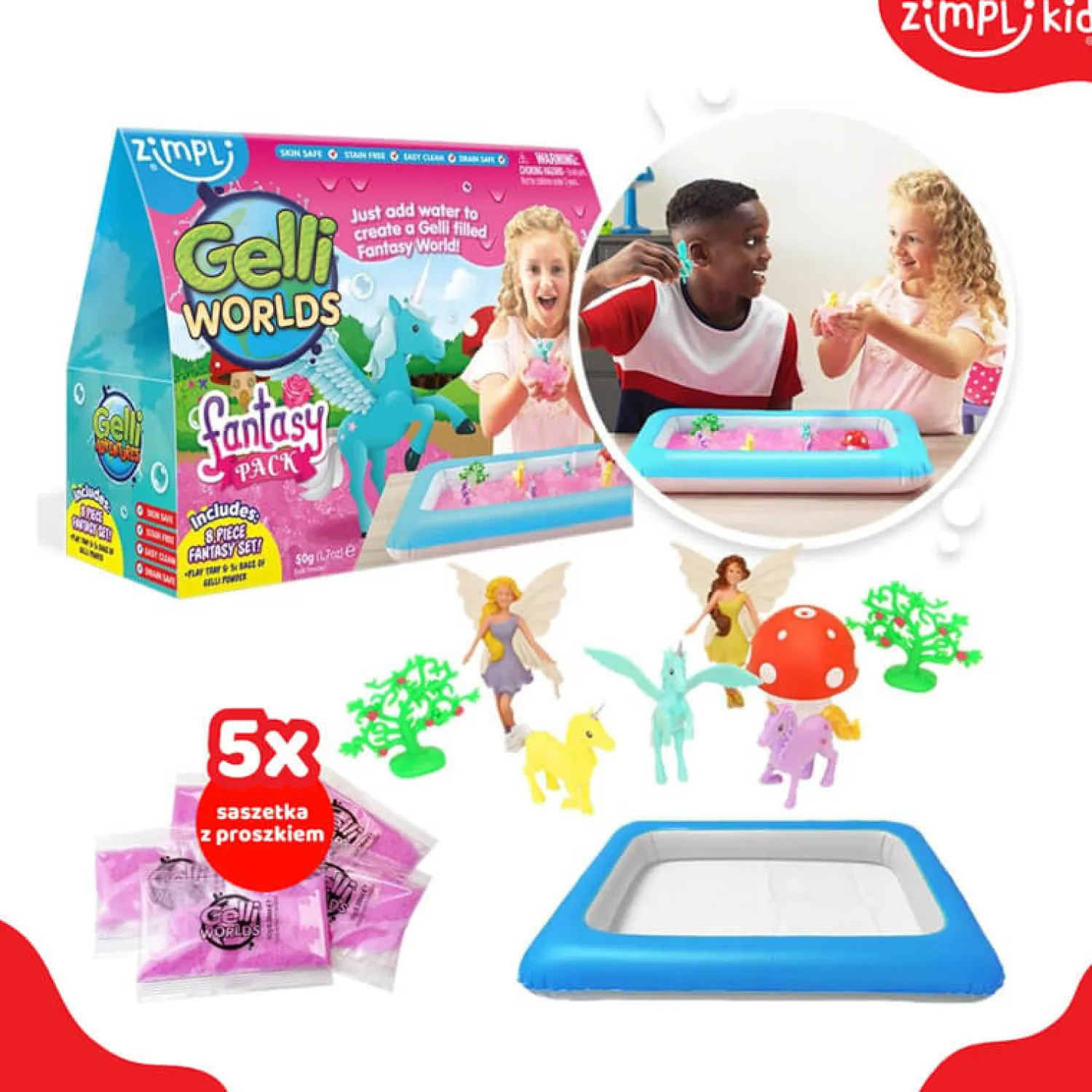 Zabawki Do Kąpieli|Do Kąpieli | Zimpli Kids Zestaw do tworzenia gelli z figurkami i tacą Gelli Worlds Fantasy Pack 3+