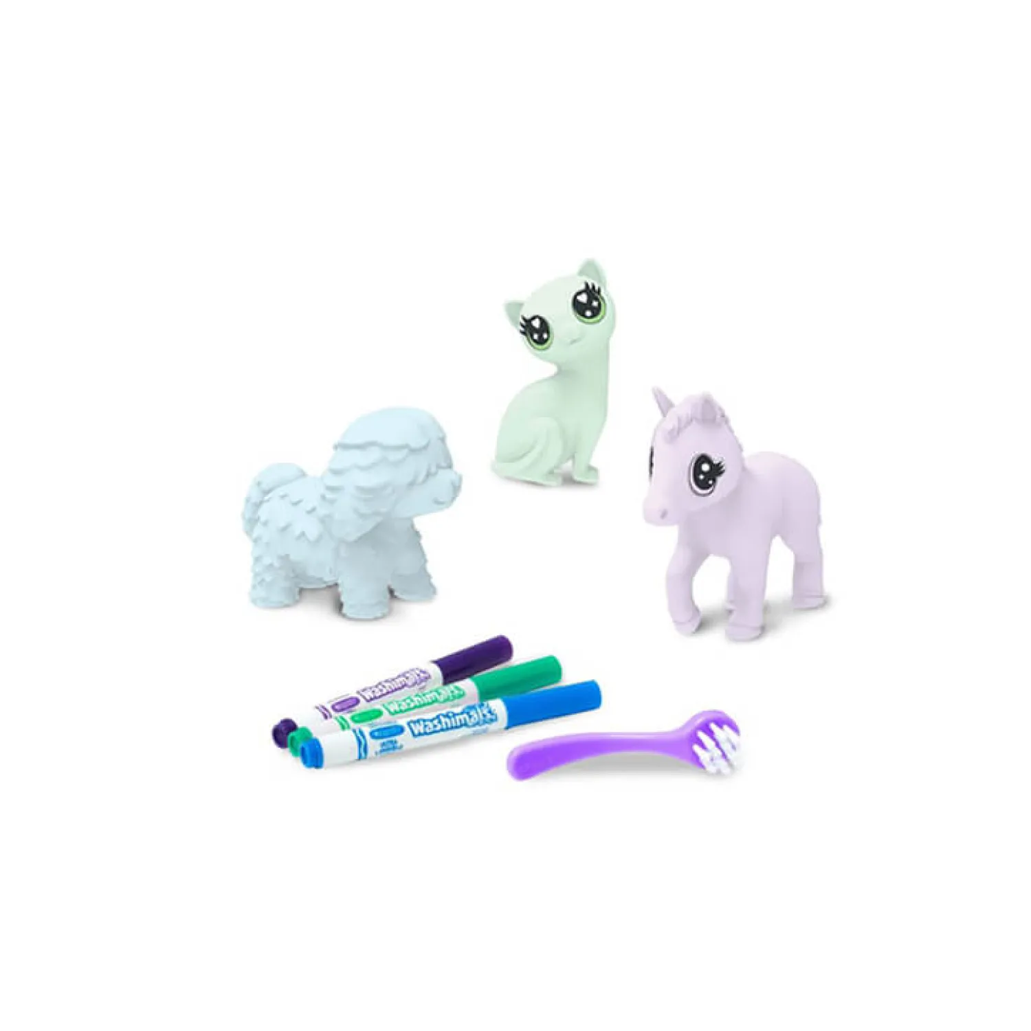 Kolorowanki|Zestawy Kreatywne | Crayola Zestaw 3 figurek do malowania i mycia Washimals, Pastel Pets 3+