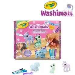 Kolorowanki|Zestawy Kreatywne | Crayola Zestaw 3 figurek do malowania i mycia Washimals, Pastel Pets 3+