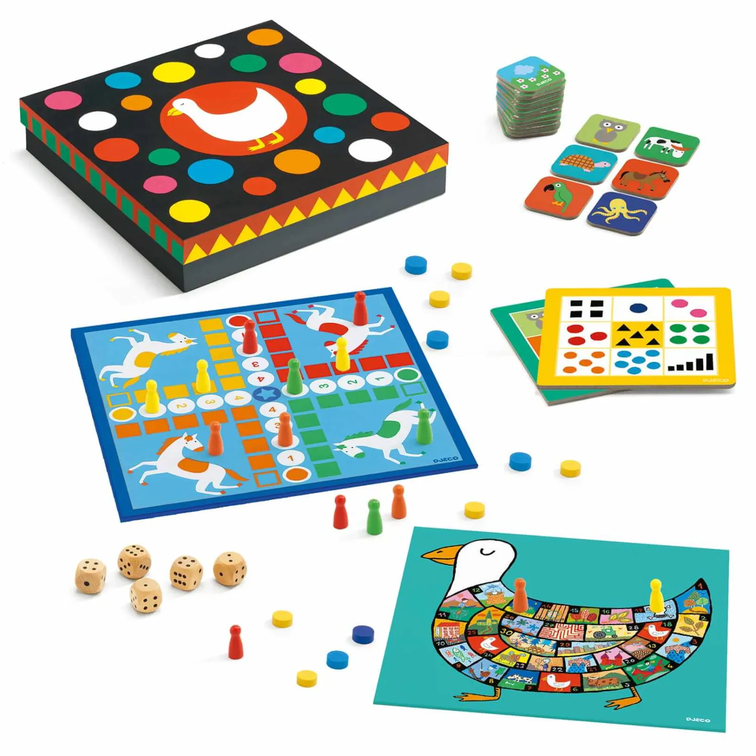 Gry Planszowe|6 Lat+ | Djeco Zestaw 12 gier Classic box 4+