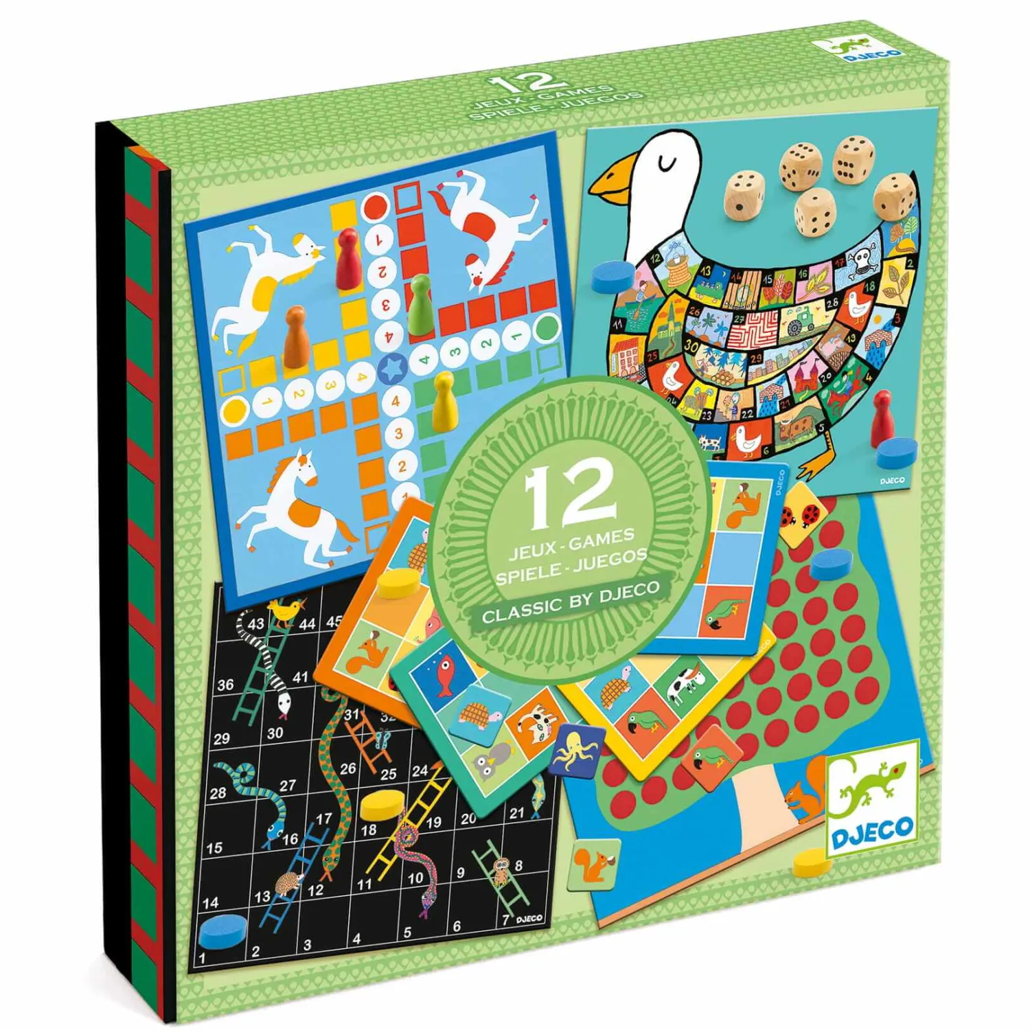 Gry Planszowe|6 Lat+ | Djeco Zestaw 12 gier Classic box 4+