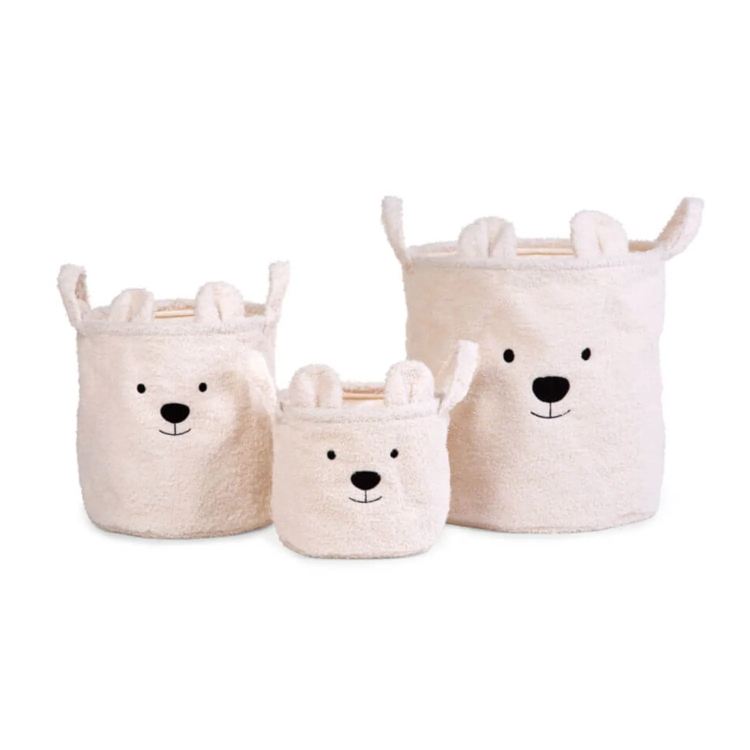 Dekoracje Dziecięce|Porządek W Domu | Childhome Zestaw 3 koszy na zabawki Teddy Bear Off White