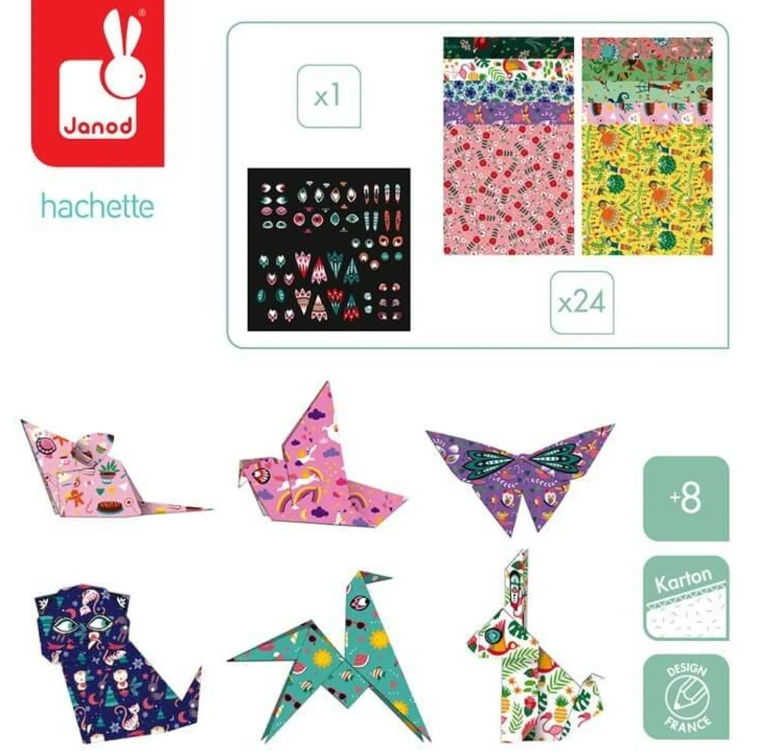 Zestawy Kreatywne|Diy | Janod Zestaw kreatywny do tworzenia origami Zwierzątka 8+