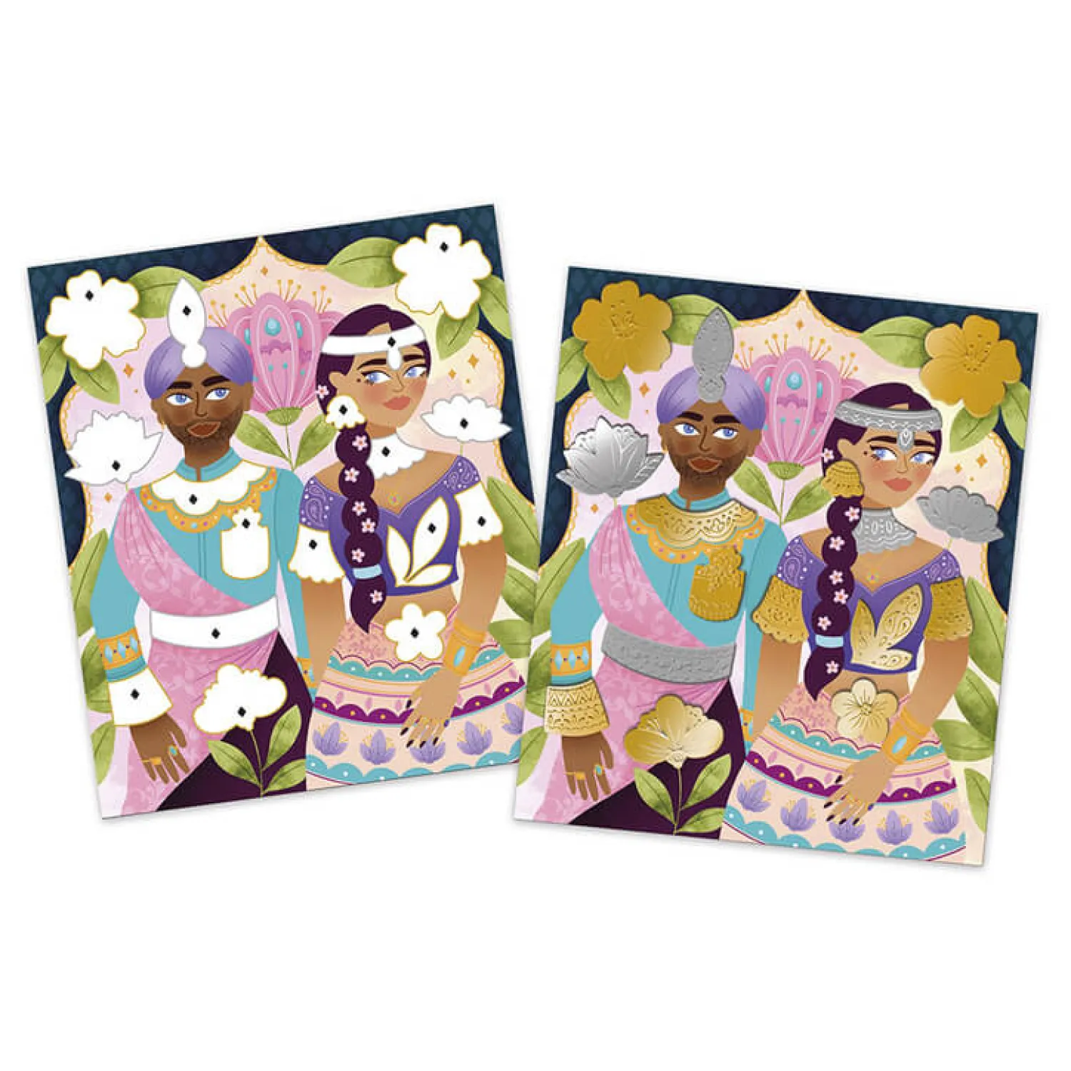 7 Lat+|8 Lat+ | Janod Zestaw kreatywny Metalowe naklejki do wytłaczania Bollywood 7+