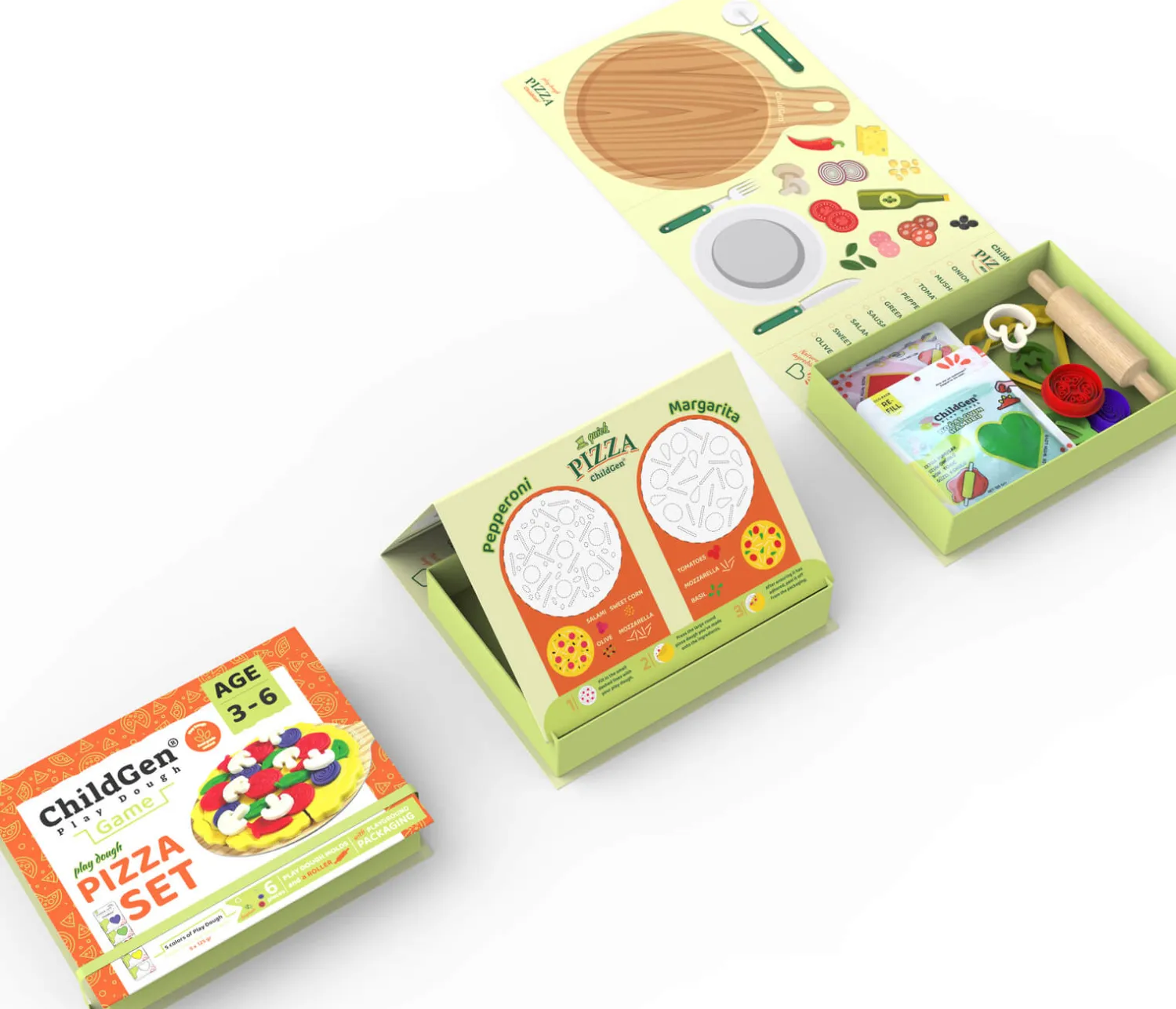 6 Lat+|3 Lata + | ChildGen Zestaw kreatywny PIZZA, 100% naturalna ciastolina i akcesoria