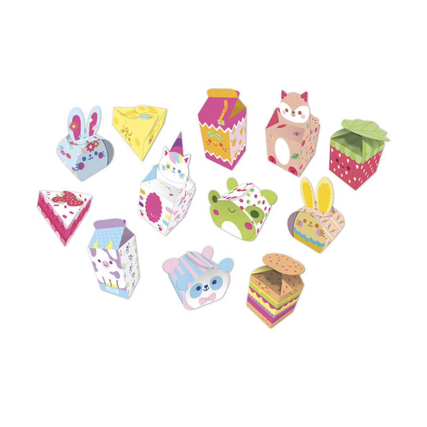 Diy|8 Lat+ | Janod Zestaw kreatywny 12 pudełek z papieru kawaii do samodzielnego wykonania 7+