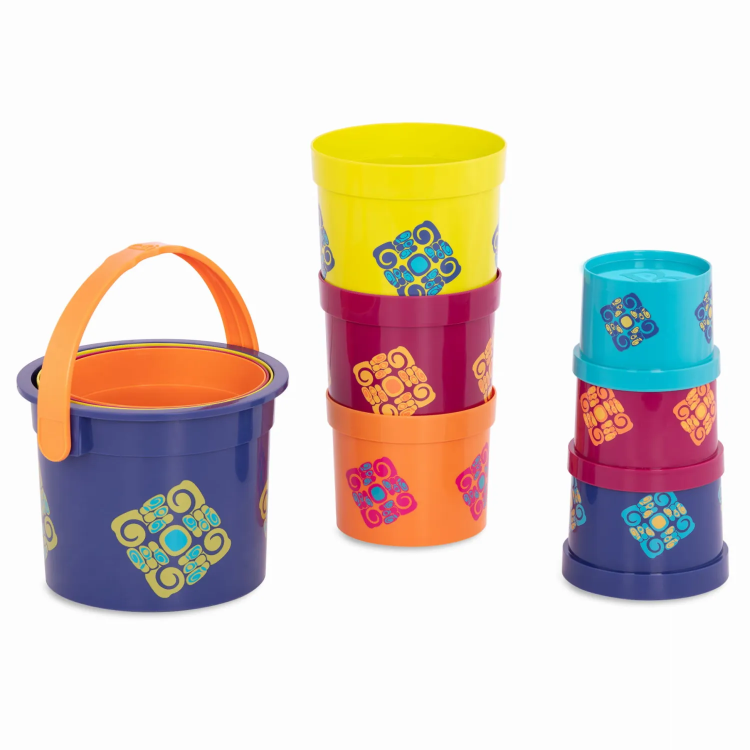 12M+|3 Lata + | B.Toys Zestaw 10 kubełków do piętrowania