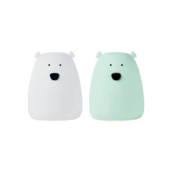 Lampki Nocne|Lampki Nocne | Rabbit&Friends Zestaw 2 lampek Mini Miś w kolorze Biały i Arktyczna Zieleń