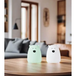 Lampki Nocne|Lampki Nocne | Rabbit&Friends Zestaw 2 lampek Mini Miś w kolorze Biały i Arktyczna Zieleń