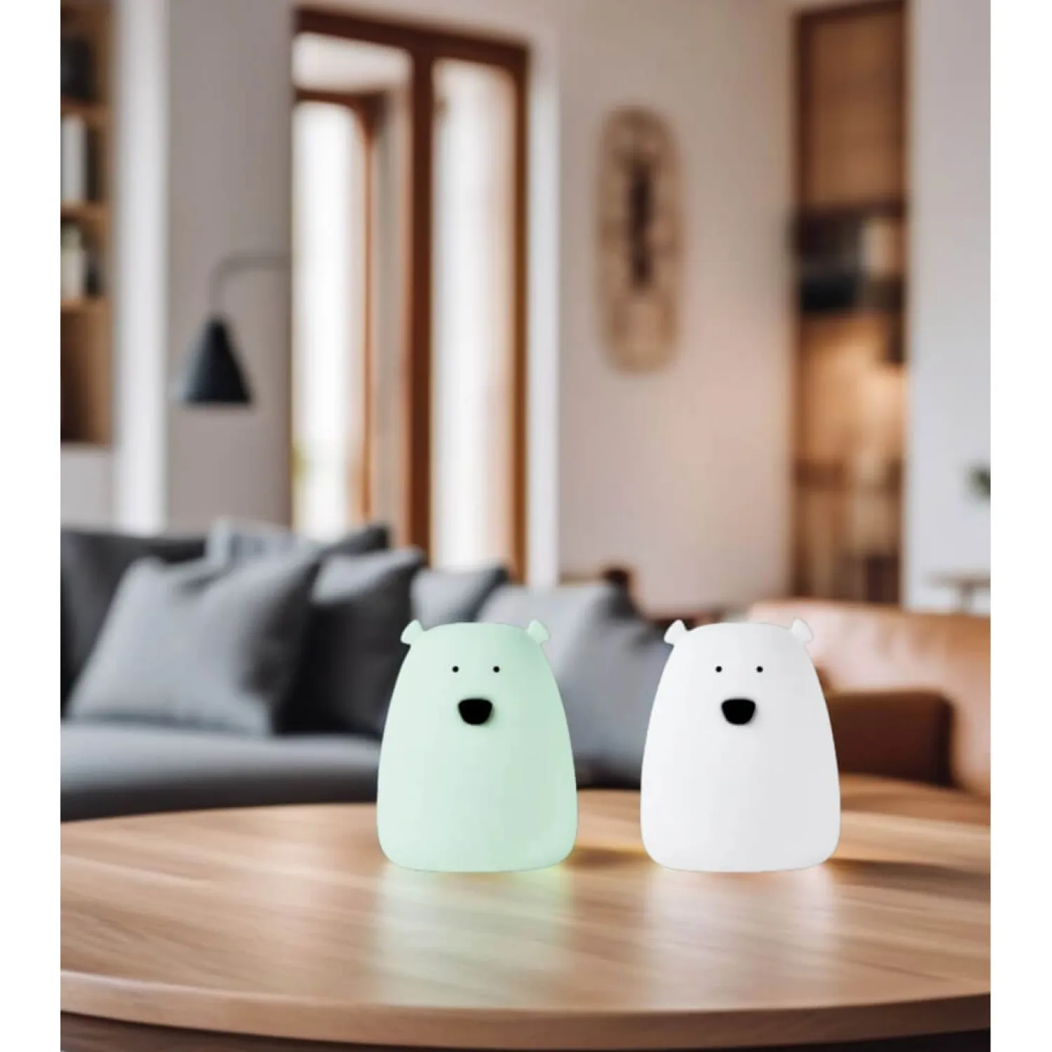 Lampki Nocne|Lampki Nocne | Rabbit&Friends Zestaw 2 lampek Mini Miś w kolorze Biały i Arktyczna Zieleń