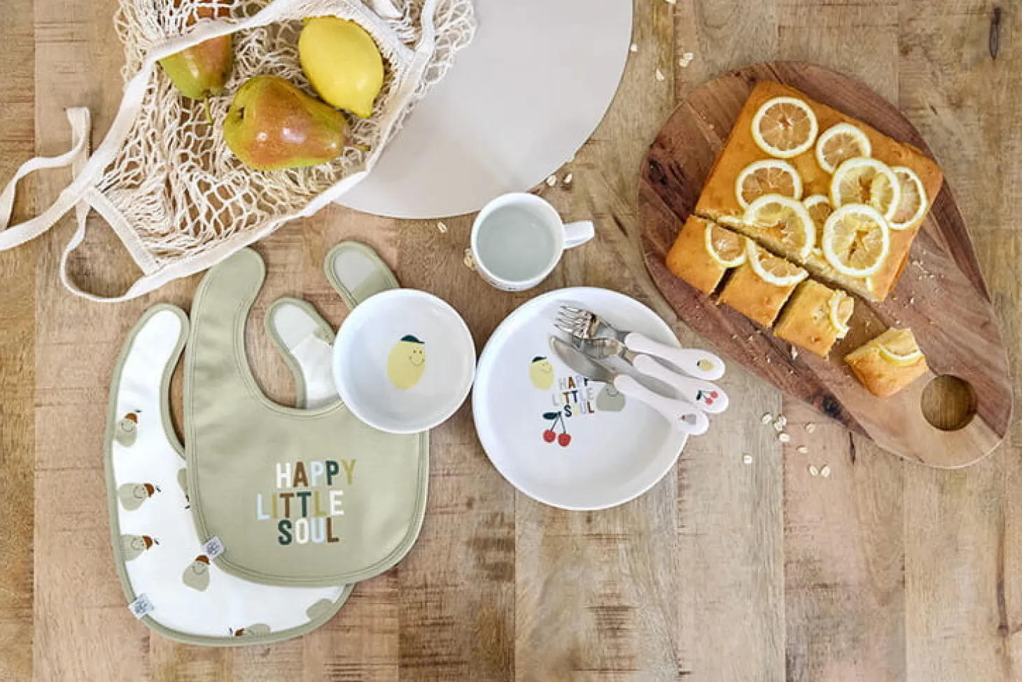 Zestaw śliniaków bawełnianych 5szt. 3m+ Happy Fruits Lemon