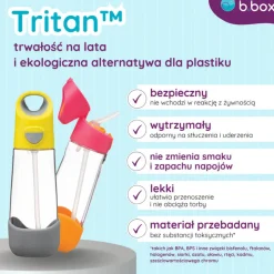 Lunchboxy|Bidony I Butelki | b.box Zestaw Mini Lunchbox + Butelka tritanowa ze słomką 450 ml - Strawberry Shake