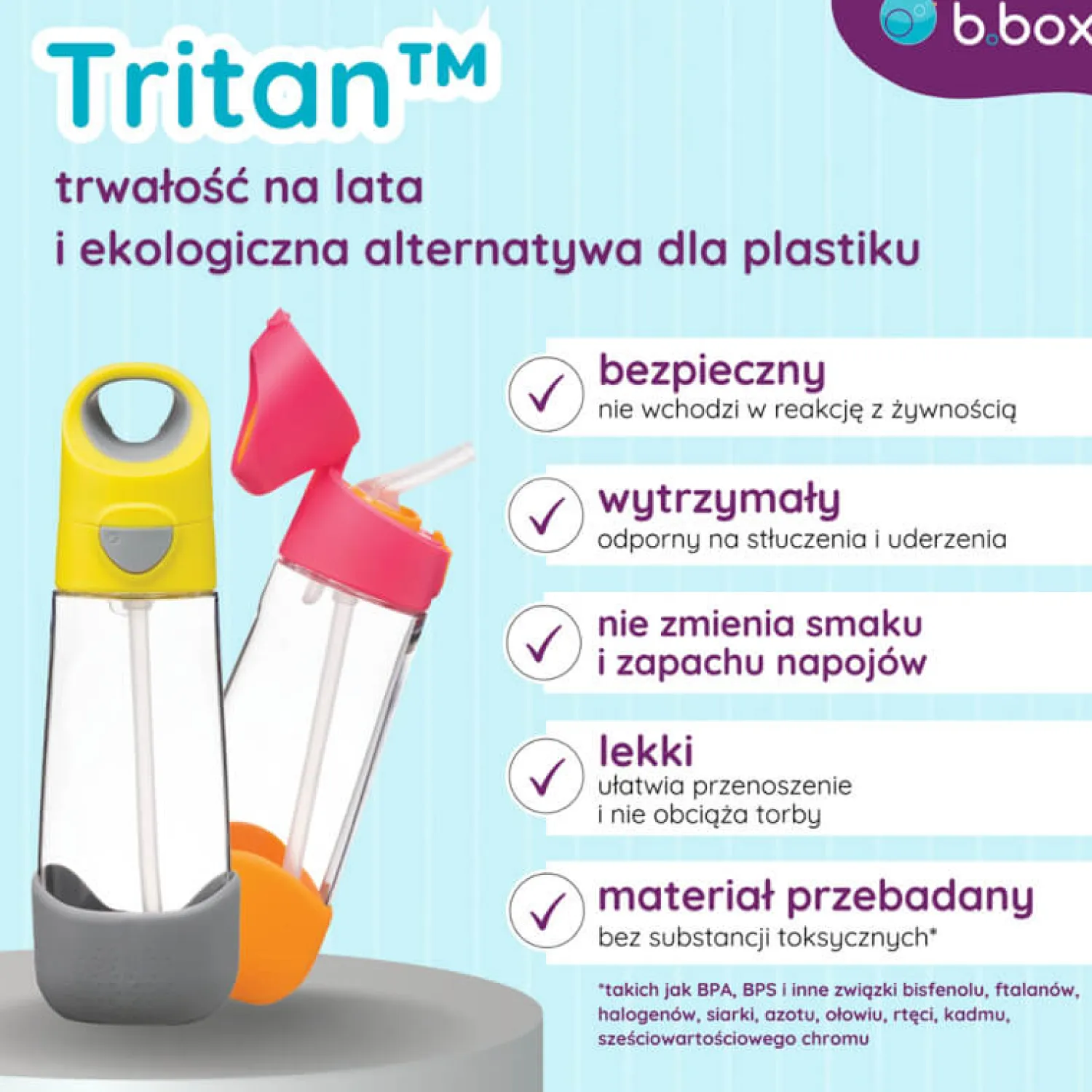 Lunchboxy|Bidony I Butelki | b.box Zestaw Mini Lunchbox + Butelka tritanowa ze słomką 450 ml - Strawberry Shake