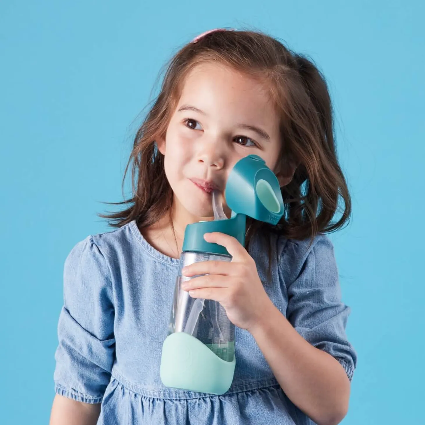 Zestaw Mini Lunchbox + Butelka tritanowa ze słomką 450 ml - Spearmint