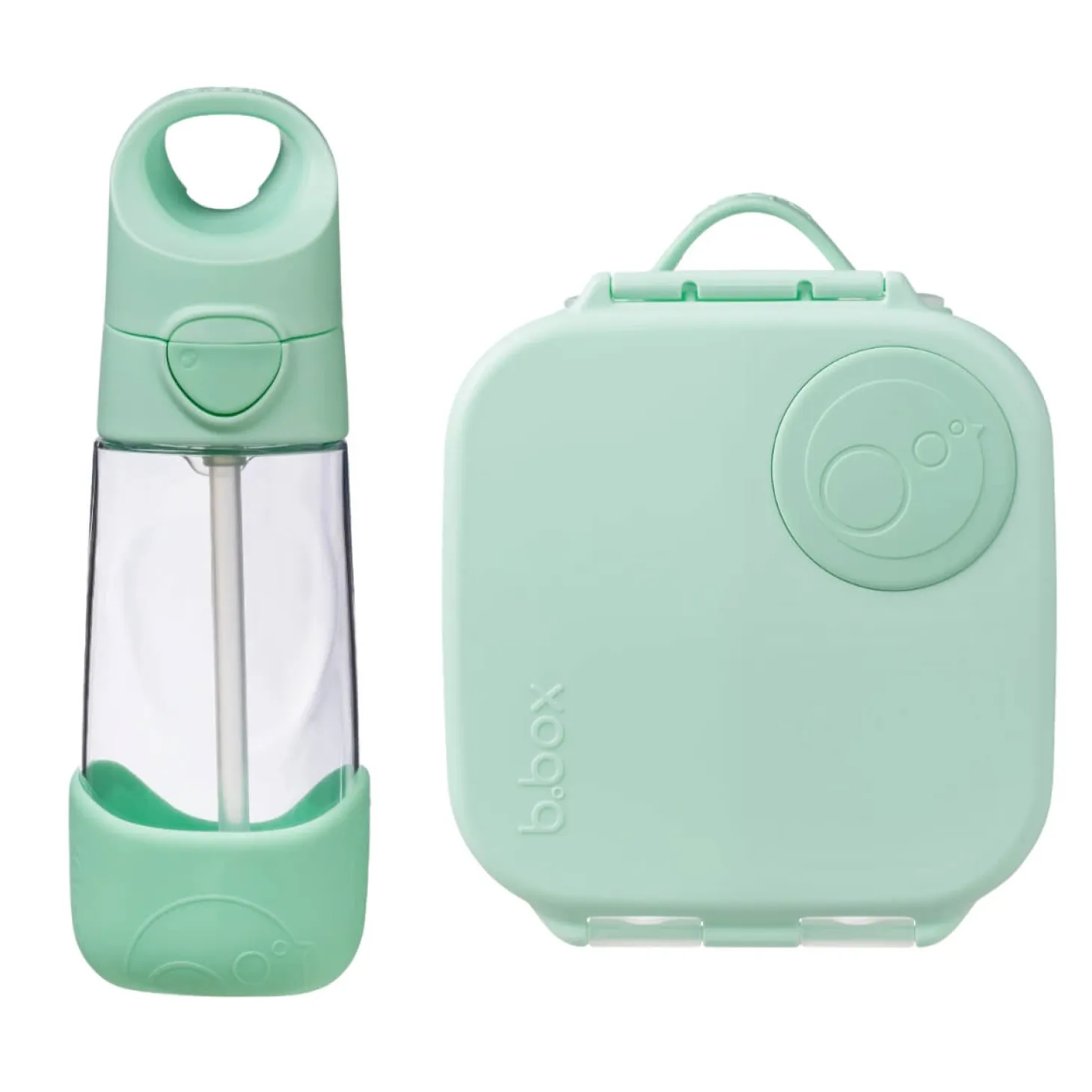 Zestaw Mini Lunchbox + Butelka tritanowa ze słomką 450 ml - Spearmint