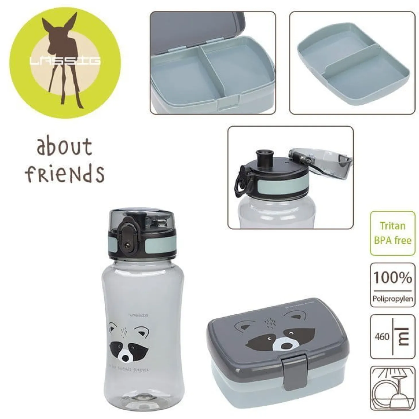 Zestaw na lunch Lunchbox + Tritanowa butelka - bidon 460 ml About Friends Szop