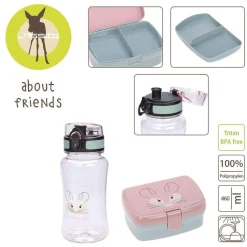 Lunchboxy|Bidony I Butelki | Lassig Zestaw na lunch Lunchbox + Tritanowa butelka - bidon 460 ml About Friends Szynszyla