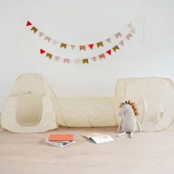 6 Lat+|3 Lata + | 3 Sprouts Zestaw namiotów dla dzieci z tunelem 3w1 Terrazzo Beige