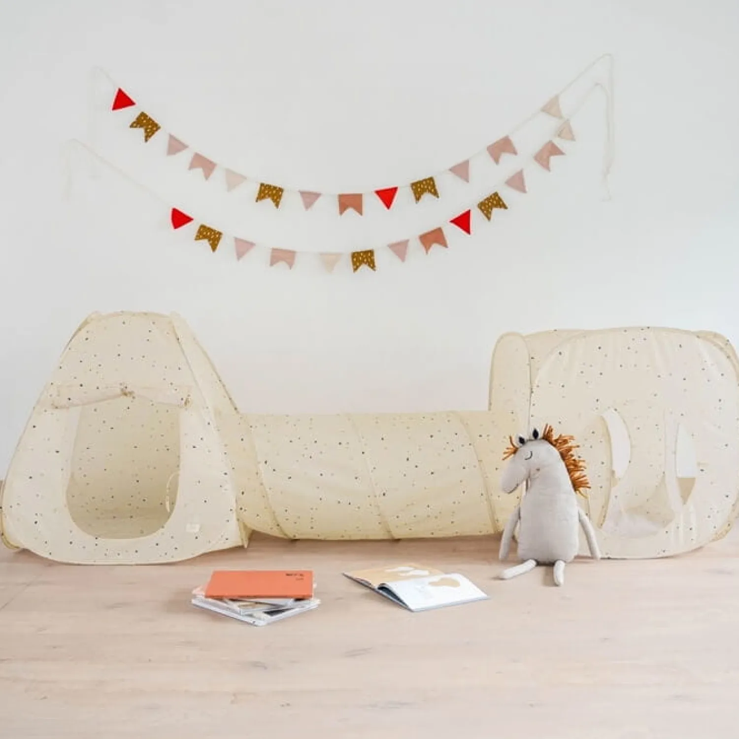 6 Lat+|3 Lata + | 3 Sprouts Zestaw namiotów dla dzieci z tunelem 3w1 Terrazzo Beige