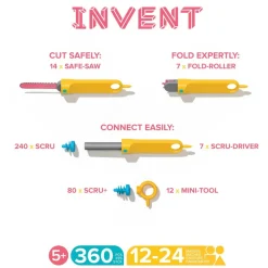 6 Lat+|7 Lat+ | Makedo Zestaw narzędzi do konstruowania DIY - Invent 360 el.