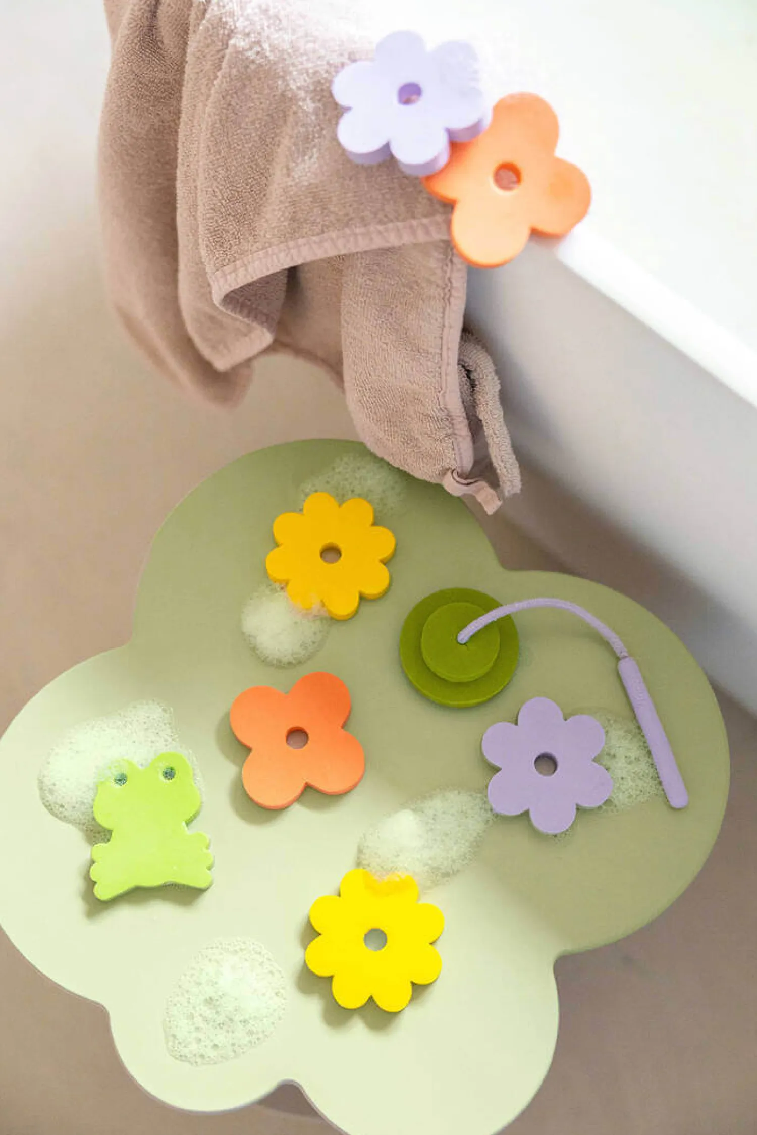 Zabawki Do Kąpieli|Do Kąpieli | QUUT Zestaw piankowych naklejek do kąpieli z wędką Frog pond